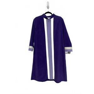 Vintage 70s Vanity Fair Robe Purple Midi Fleece with Zipper Front Cozy Cute 16